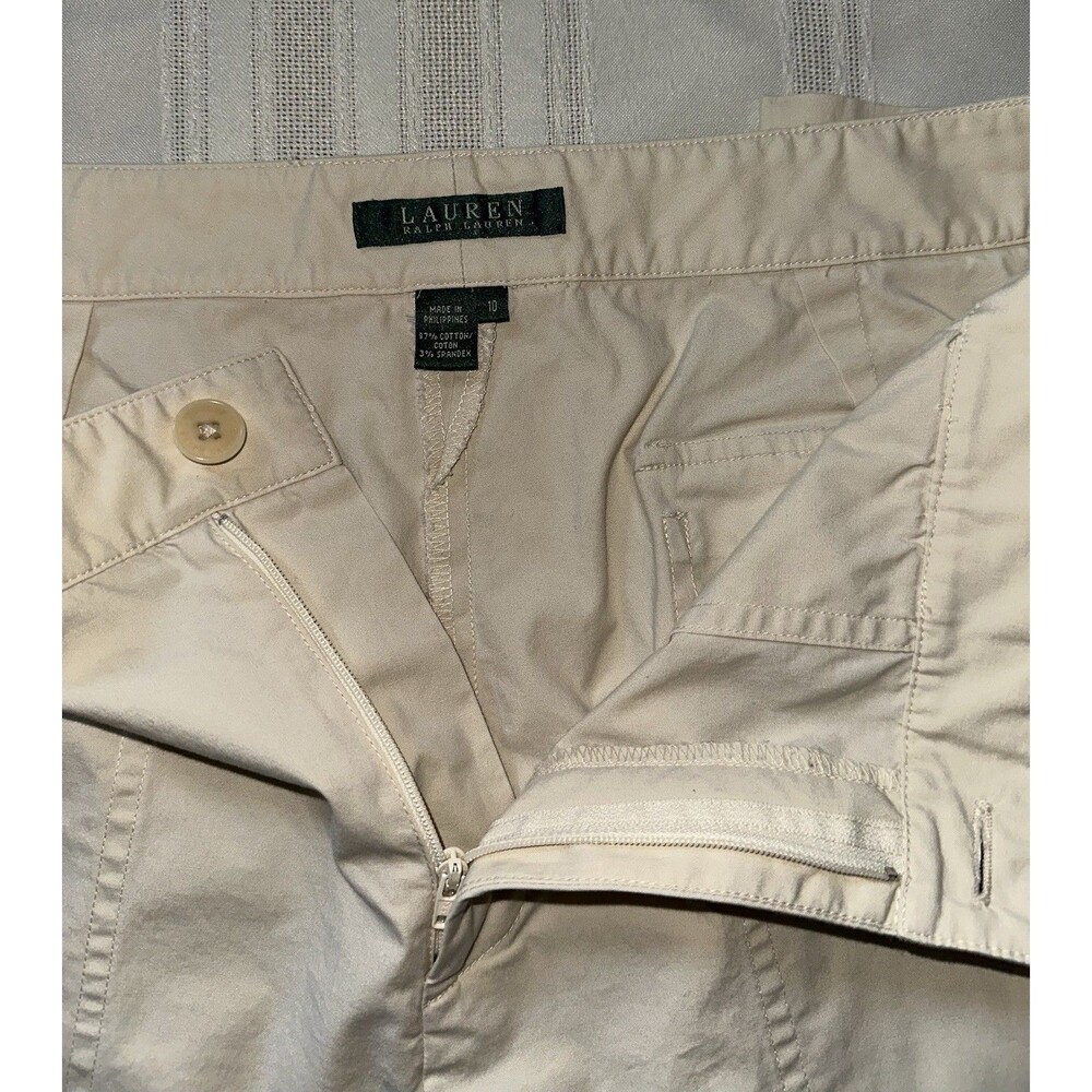 Lauren Ralph Lauren Women’s Beige Utility Pants SZ 10 Straight Leg Stretch Twill - Picture 11 of 13